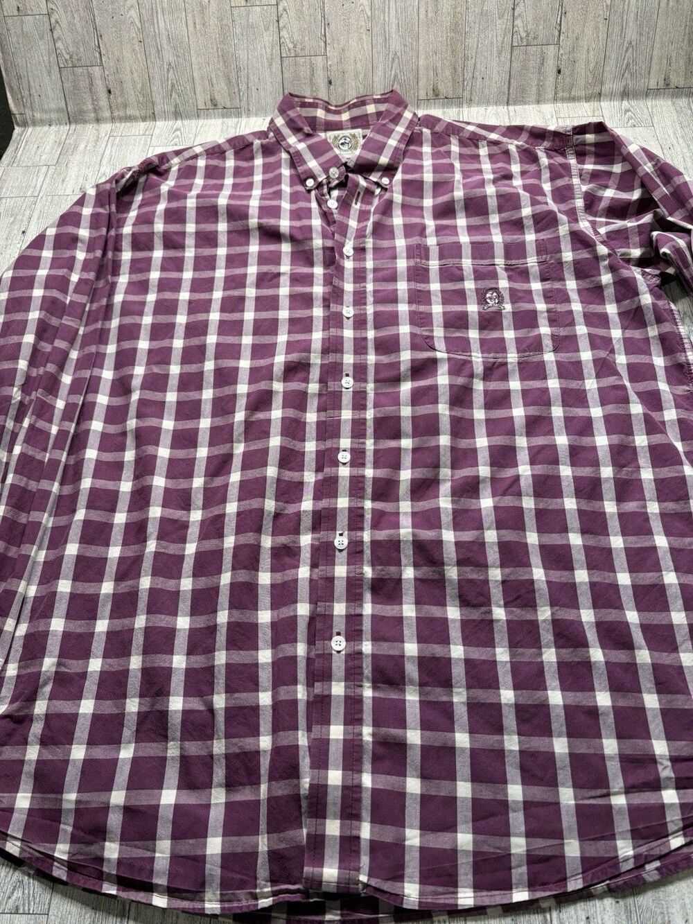 Cinch Mens Shirt XL Burgundy Plaid Button Down Long Sleeve Western Cowboy Cotton